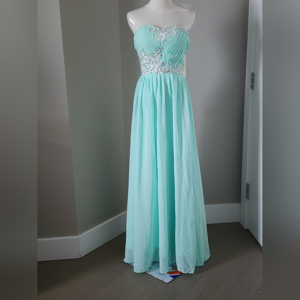 BRAND NEW GRACE KARIN Mint Green maxi bridesmaid dress corset back
